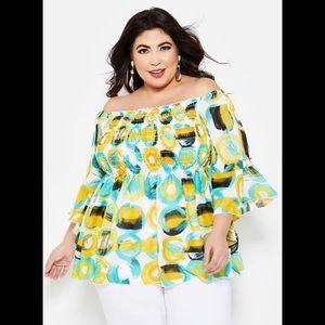 Multi color off shoulder blouse